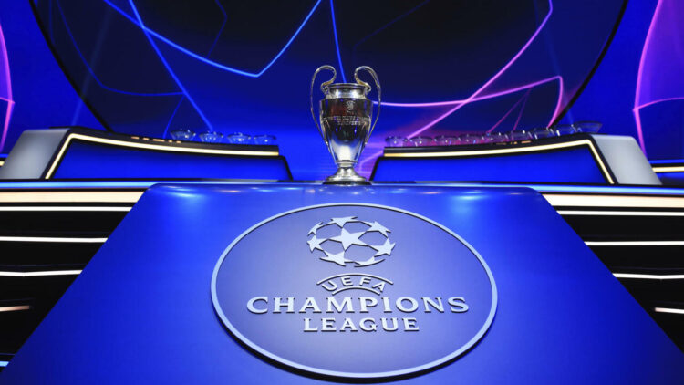 The trophy is placed on display for the photographers before the soccer Champions League draw in Istanbul, Turkey, Thursday, Aug. 26, 2021. (AP Photo/Emrah Gurel)