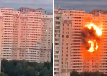 Dalin pamjet nga momenti dramatik kur droni rus godet një ndërtesë banimi në Kiev